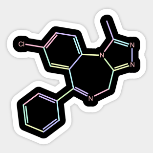 Xanax Kawaii Pastel Rainbow Molecule Sticker